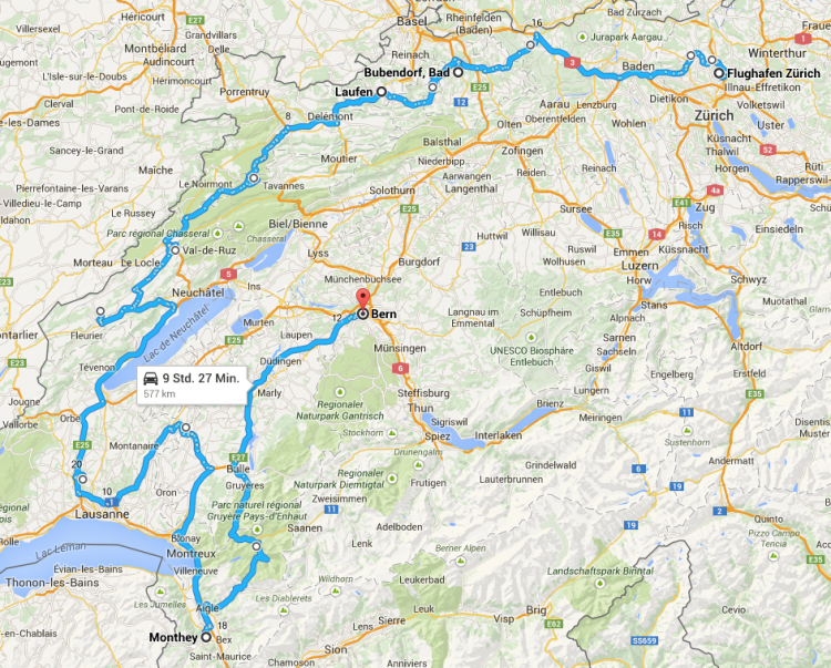 Die Route der BMW xDrive Challenge 2015