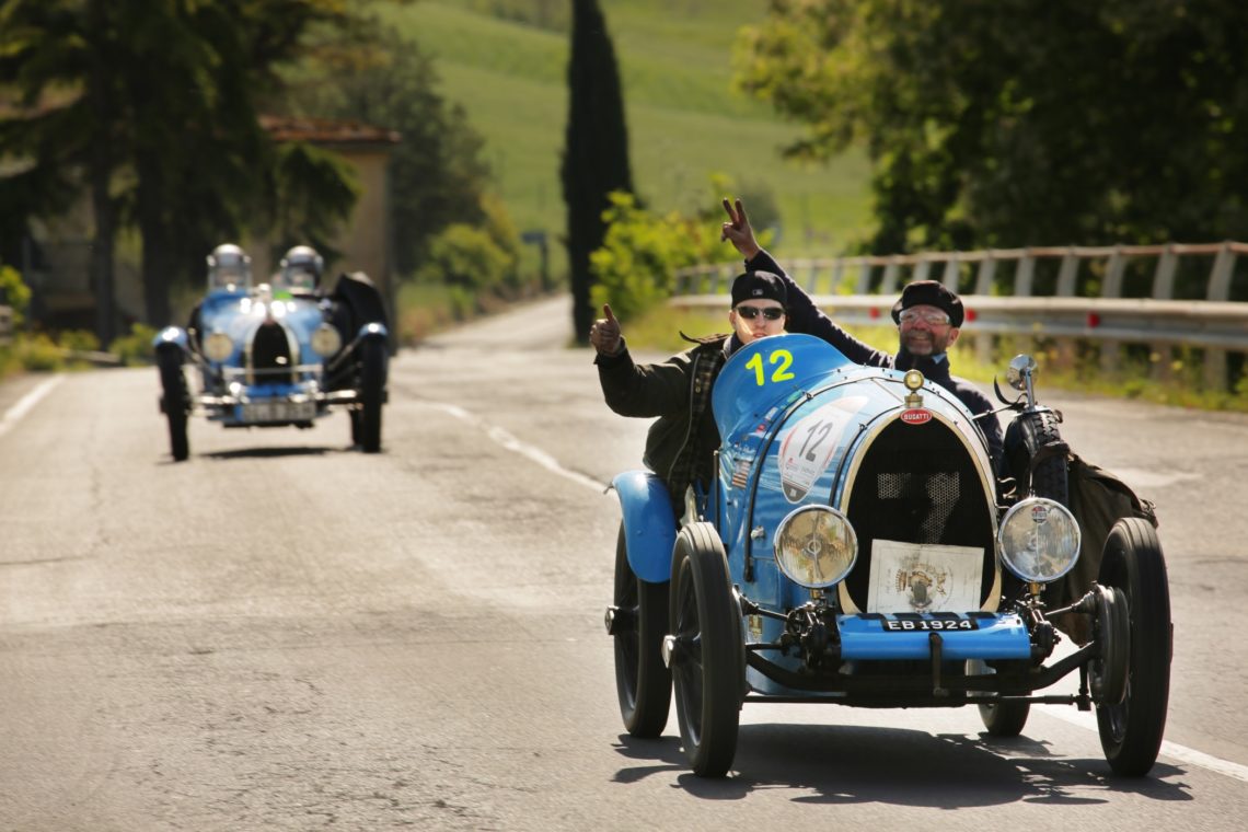 Oldtimer Rallye: Bugatti T13 Brescia Corsa bei der Mille Miglia