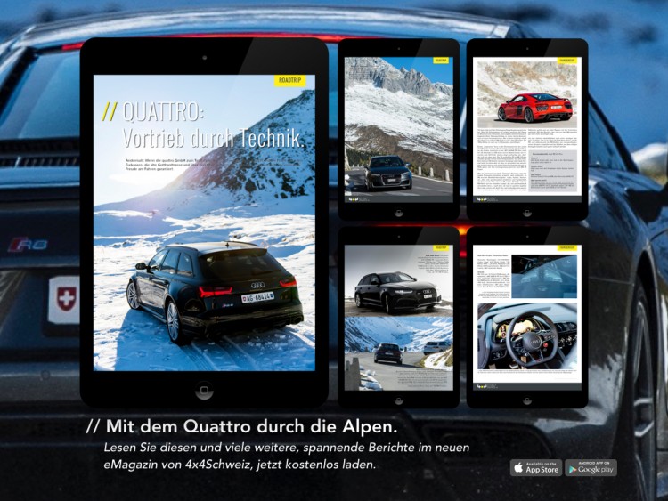 4x4Schweiz eMagazin Ausgabe Dezember 2015 Teaser: mit der Audi quattro Palette über 3 Pässe in der Schweiz