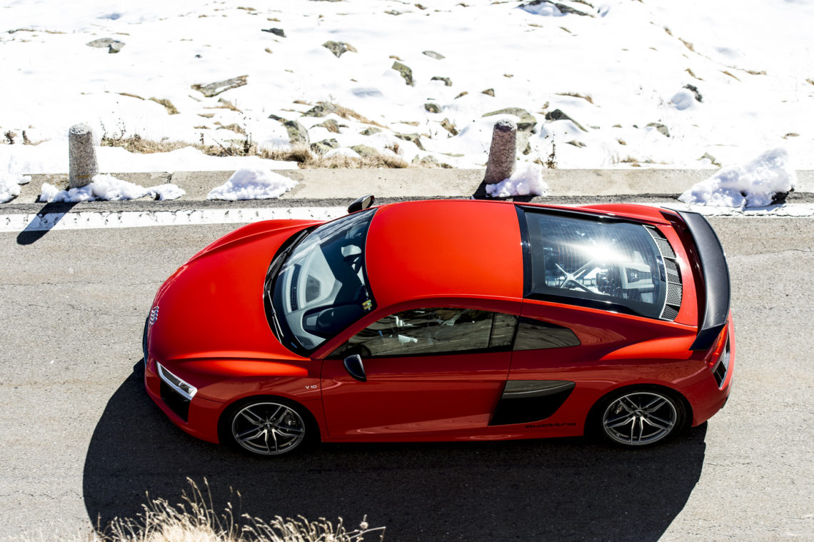 4x4Schweiz-Fahrbericht: Mit dem AUDI R8 V10 PLUS, dem Hochleistungs-Sportwagen in Andermatt, Oberalp, Gotthardpass.