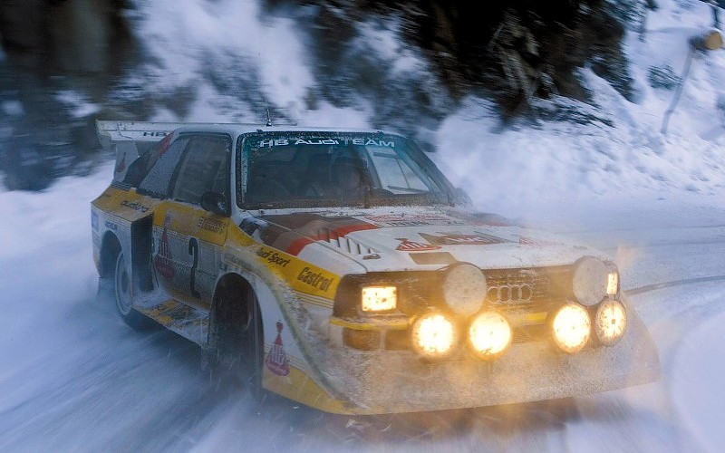 Der Audi Sport quattro S1 an der Rallye Monte Carlo 1984