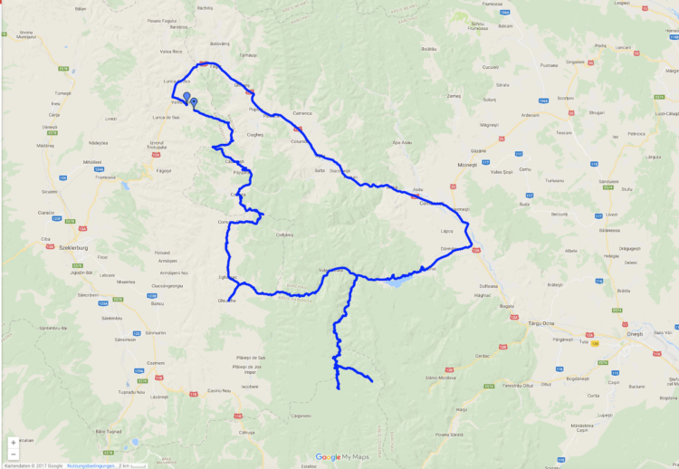 Offroad in den Ostkarpaten, Siebenbürgen, Rumänien: Tour-Karte Detail