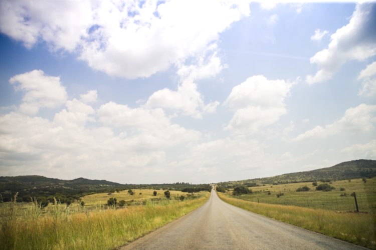 Leere Strasse, wilde Natur