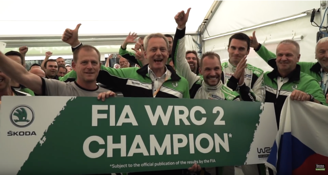 Skoda Motorsport WRC2 Weltmeister Christian Strube, Jan Kopecký, Pavel Dresler, 